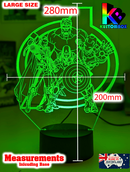 The Avengers Team Personalised Name Light 3D LED Night Light - KustomboxNight Lights & Ambient LightingKustomboxStandard Size no Namewhite base