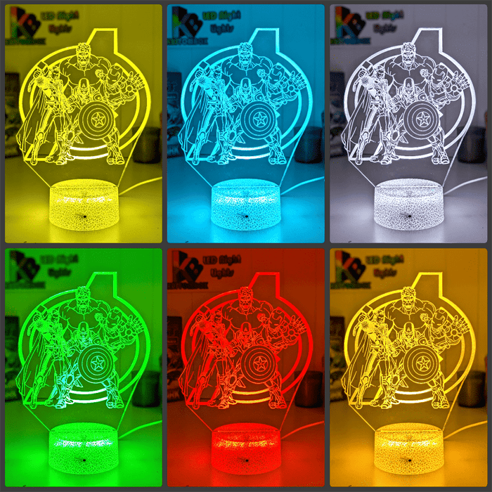 The Avengers Team Personalised Name Light 3D LED Night Light - KustomboxNight Lights & Ambient LightingKustomboxStandard Size no Namewhite base