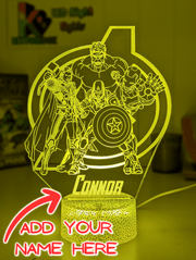 The Avengers Team Personalised Name Light 3D LED Night Light - KustomboxNight Lights & Ambient LightingKustomboxStandard Size no Namewhite base