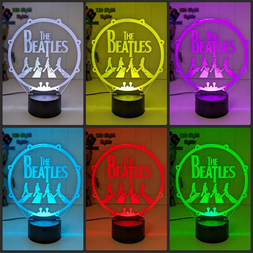 The Beatles Rock N Roll Music Legends Band 3D Led Night Light Lamp - KustomboxNight Lights & Ambient LightingKustomboxStandard Size