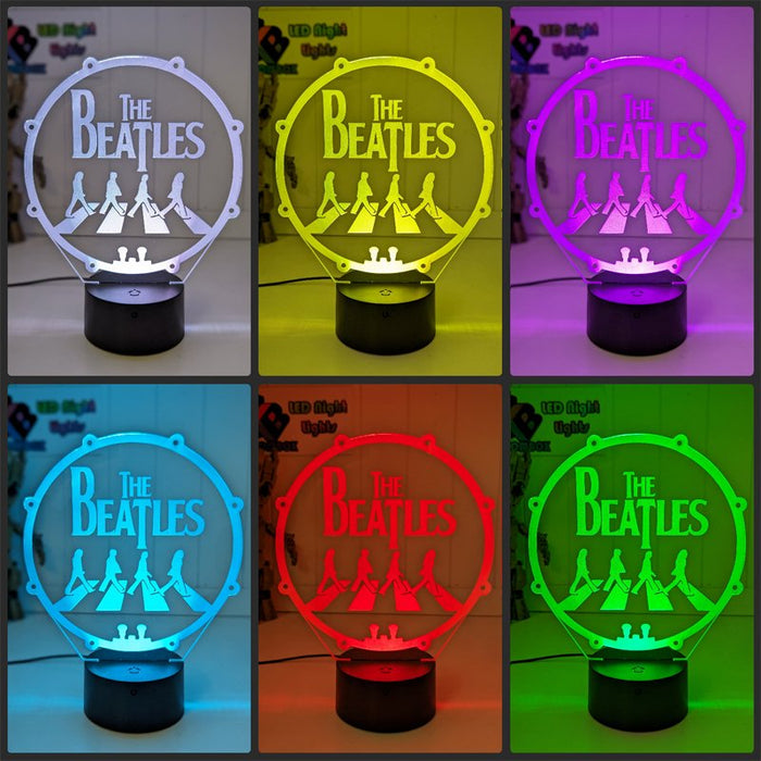 The Beatles Rock N Roll Music Legends Band 3D Led Night Light Lamp - KustomboxNight Lights & Ambient LightingKustomboxStandard Size