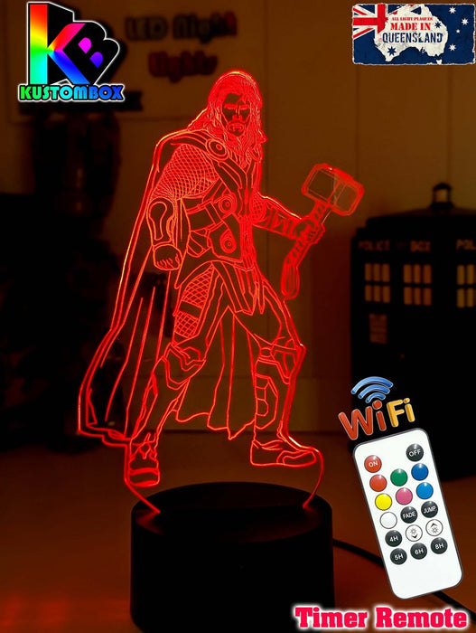 Thor Statue Hammer Ragnarok 3D LED Night Light Bedroom Lamp - KustomboxNight Lights & Ambient LightingKustomboxStandard Size