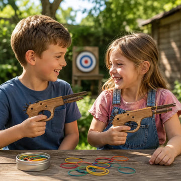 Timber Hand Pistol Wooden Rubber Band Gun Classic Wooden Toy