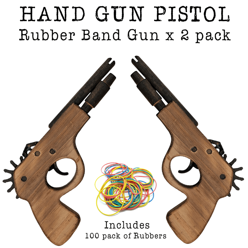 Timber Hand Pistol Wooden Rubber Band Gun Classic Wooden Toy - KustomboxToys & GamesKustombox1x Pistol Gun
