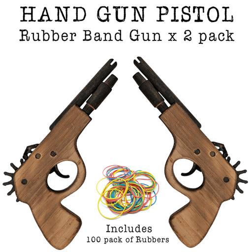 Timber Hand Pistol Wooden Rubber Band Gun Classic Wooden Toy - KustomboxToys & GamesKustombox1x Pistol Gun