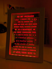 To My Husband Love Your Wife Motivational Quote Timber Frame USB 3D LED Night Light Lamp - KustomboxNight Lights & Ambient LightingKustomboxTimber Frame Light - $34.99