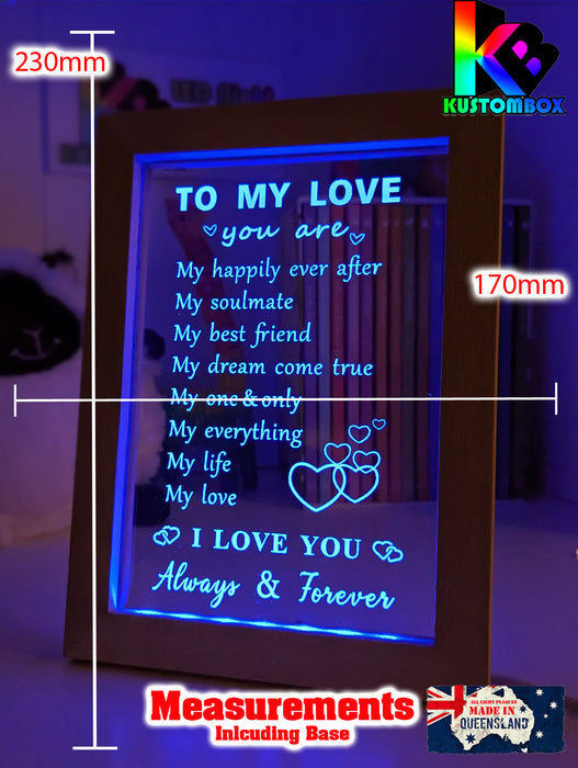 To My Love Always & Forever Quote 3D LED Night Light Lamp
