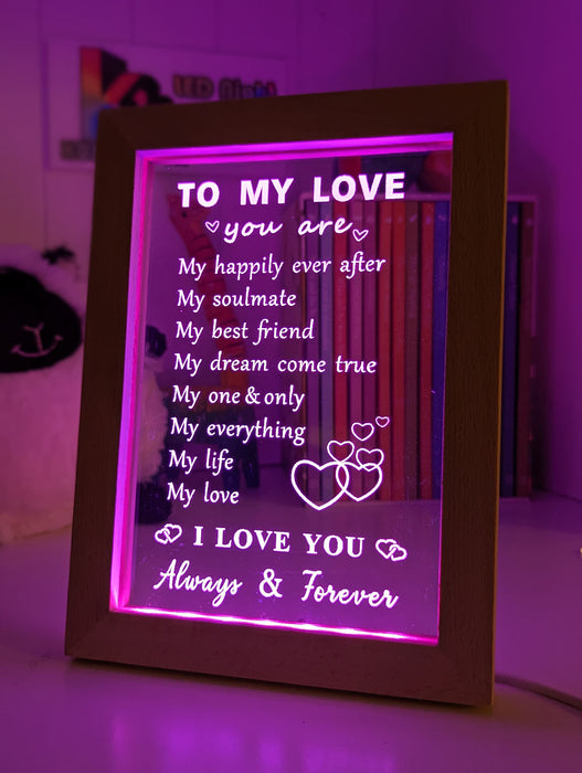 To My Love Always & Forever Quote 3D LED Night Light Lamp
