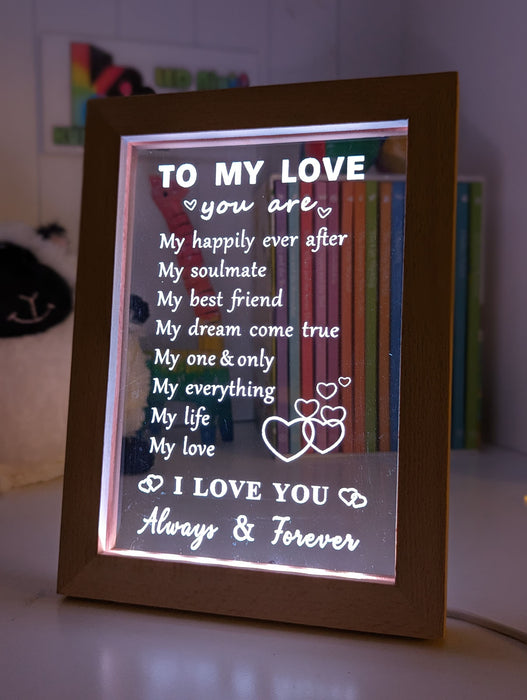 To My Love Always & Forever Quote 3D LED Night Light Lamp