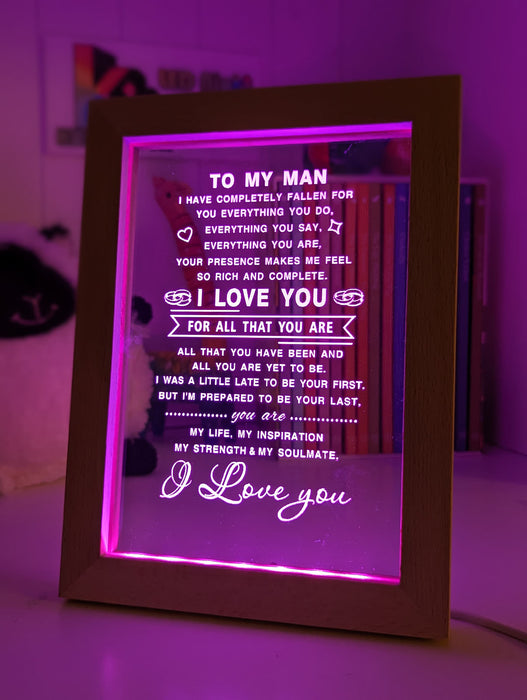 To My Man I Love You Motivational Quote 3D LED Night Light