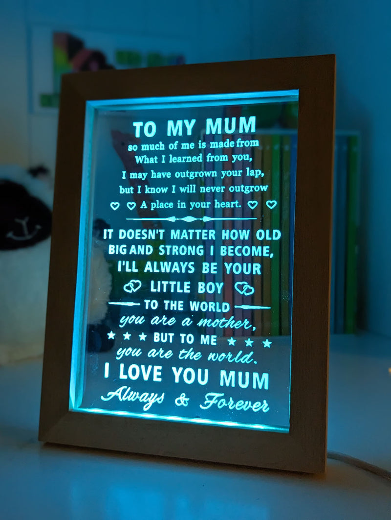 To My Mum I Love You Motivational Quote 3D LED Night Light