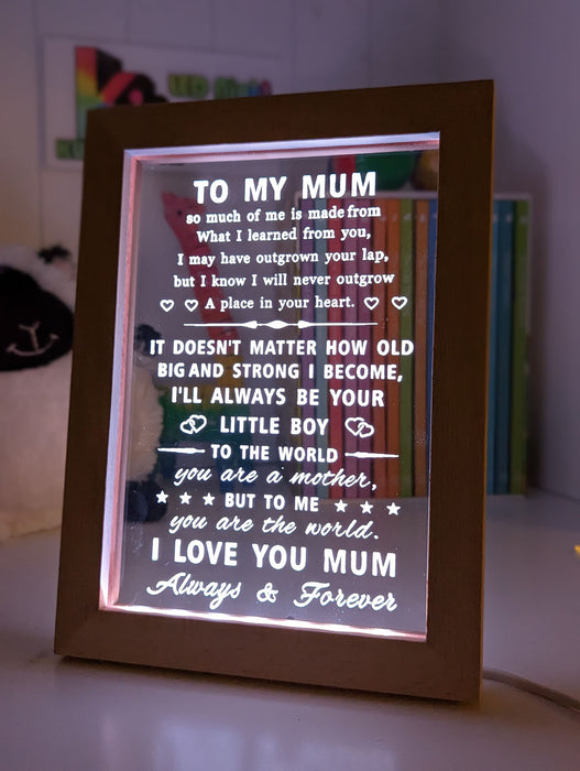 To My Mum I Love You Motivational Quote 3D LED Night Light