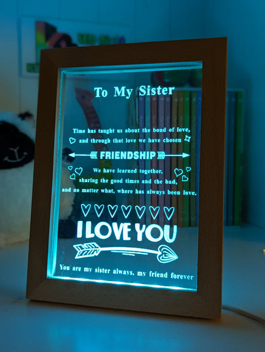 My Sister I Love You Personalised Quote 3D LED Night Light