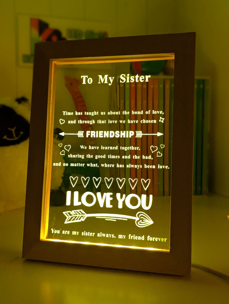 My Sister I Love You Personalised Quote 3D LED Night Light
