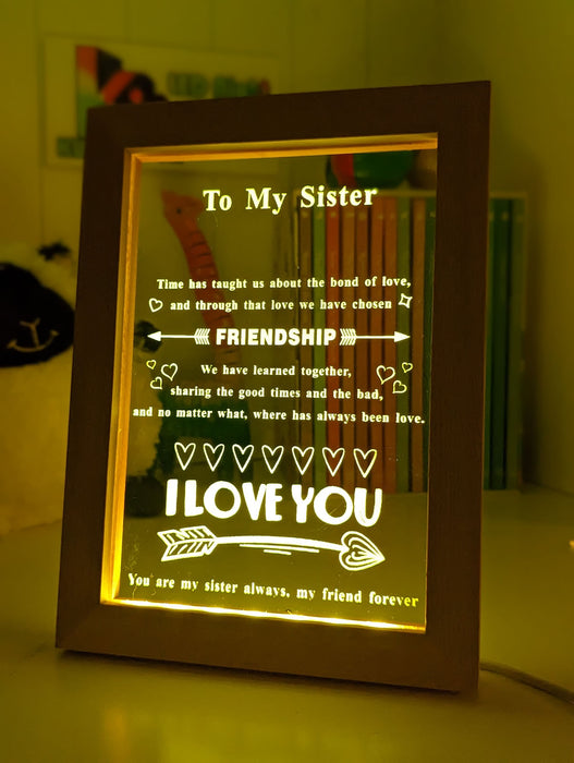 My Sister I Love You Personalised Quote 3D LED Night Light