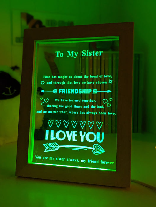 My Sister I Love You Personalised Quote 3D LED Night Light