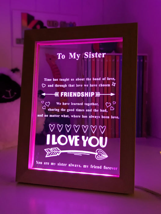 My Sister I Love You Personalised Quote 3D LED Night Light