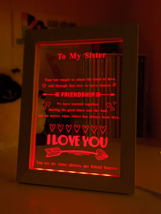 My Sister I Love You Personalised Quote 3D LED Night Light