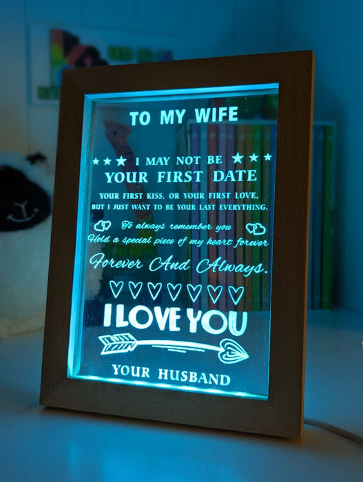 To My Wife I Love You Motivational Quote Timber Frame USB 3D LED Night Light Lamp - KustomboxNight Lights & Ambient LightingKustomboxTimber Frame Light - $34.99