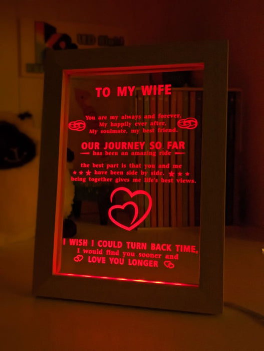 To My Wife Our Journey Motivational Quote Timber Frame USB 3D LED Night Light Lamp - KustomboxNight Lights & Ambient LightingKustomboxTimber Frame Light - $34.99