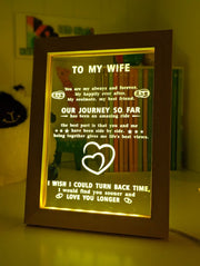 To My Wife Our Journey Motivational Quote Timber Frame USB 3D LED Night Light Lamp - KustomboxNight Lights & Ambient LightingKustomboxTimber Frame Light - $34.99
