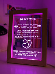 To My Wife Our Journey Motivational Quote Timber Frame USB 3D LED Night Light Lamp - KustomboxNight Lights & Ambient LightingKustomboxTimber Frame Light - $34.99