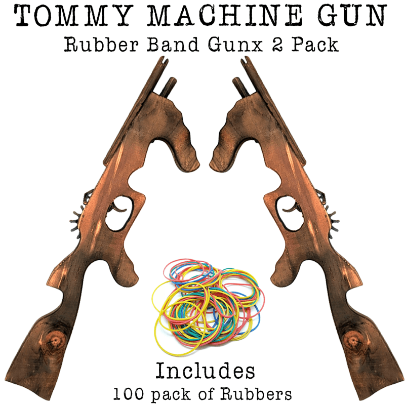 Tommy Machine Gun Wooden Rubber Band Gun Handmade Wooden Toy - KustomboxToys & GamesKustombox1x Tommy Gun