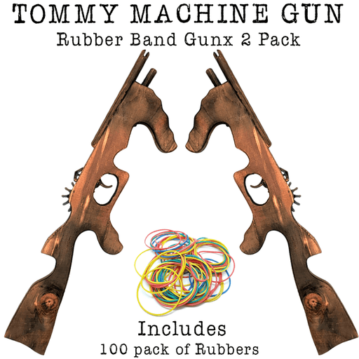 Tommy Machine Gun Wooden Rubber Band Gun Handmade Wooden Toy - KustomboxToys & GamesKustombox1x Tommy Gun