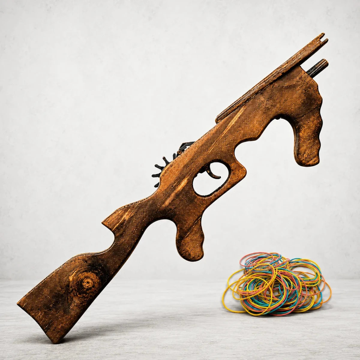 Tommy Machine Gun Wooden Rubber Band Toy Classic Timber Toy - KustomboxToys & GamesKustombox1 x Tommy Machine Gun
