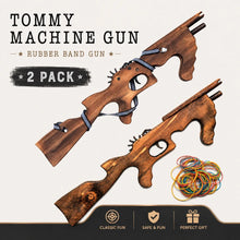 Tommy Machine Gun Wooden Rubber Band Toy Classic Timber Toy - KustomboxToys & GamesKustombox2 x Tommy Machine Gun