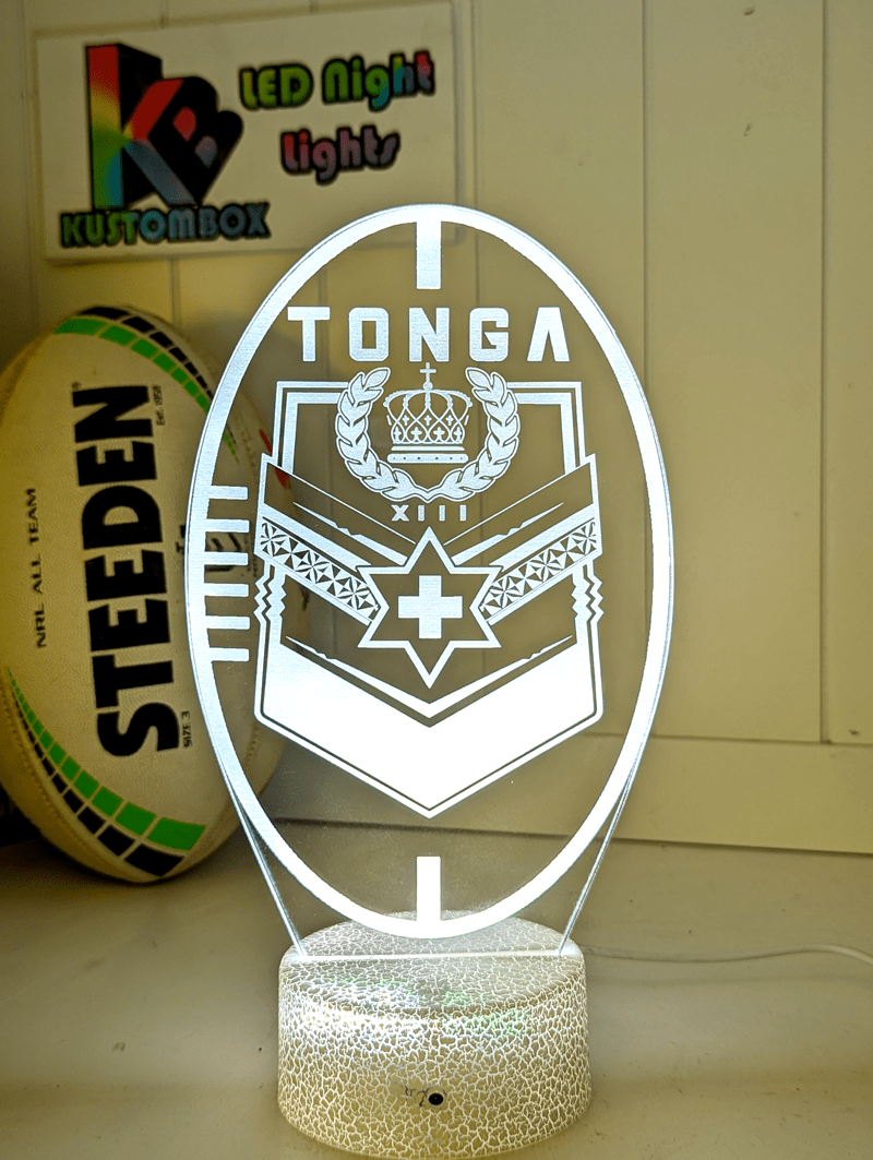 TONGA Rugby League Team Ball Shaped Personalised Name 3D LED Night Light Lamp - KustomboxNight Lights & Ambient LightingKustomboxStandard Size