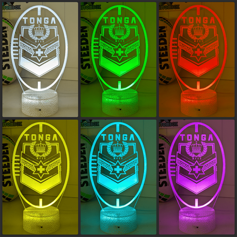 TONGA Rugby League Team Ball Shaped Personalised Name 3D LED Night Light Lamp - KustomboxNight Lights & Ambient LightingKustomboxStandard Size