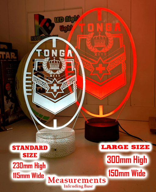 TONGA Rugby League Team Ball Shaped Personalised Name 3D LED Night Light Lamp - KustomboxNight Lights & Ambient LightingKustomboxStandard Size