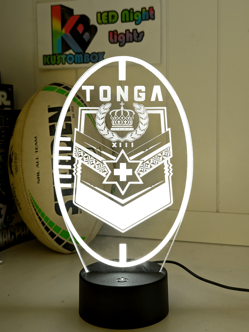 TONGA Rugby League Team Ball Shaped Personalised Name 3D LED Night Light Lamp - KustomboxNight Lights & Ambient LightingKustomboxStandard Size
