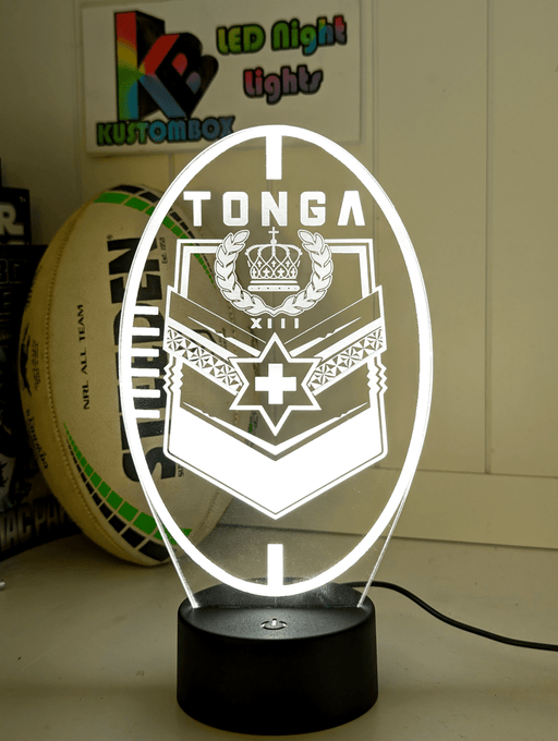TONGA Rugby League Team Ball Shaped Personalised Name 3D LED Night Light Lamp - KustomboxNight Lights & Ambient LightingKustomboxStandard Size