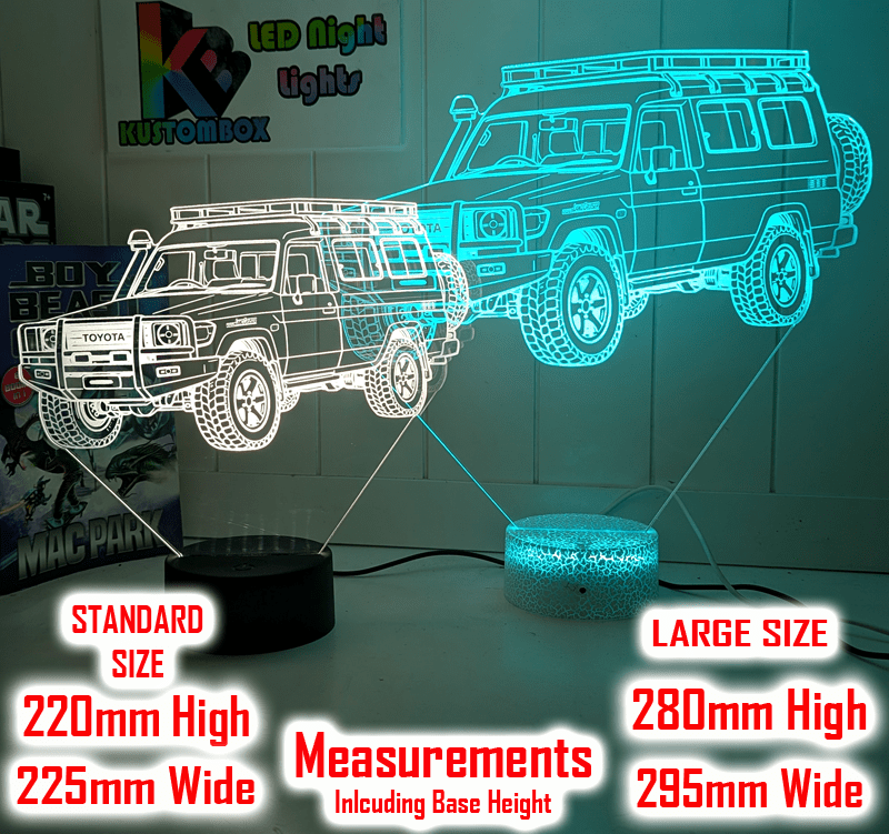 Toyota 78 Series Troop Carrier 3D LED Night Light Custom Acrylic LandCruiser Lamp - KustomboxNight Lights & Ambient LightingKustomboxStandard Size - No Personalisation