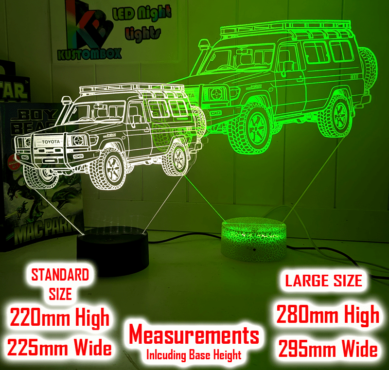 Toyota 78 Series Troop Carrier 3D LED Night Light Custom Acrylic LandCruiser Lamp - KustomboxNight Lights & Ambient LightingKustomboxStandard Size - No Personalisation