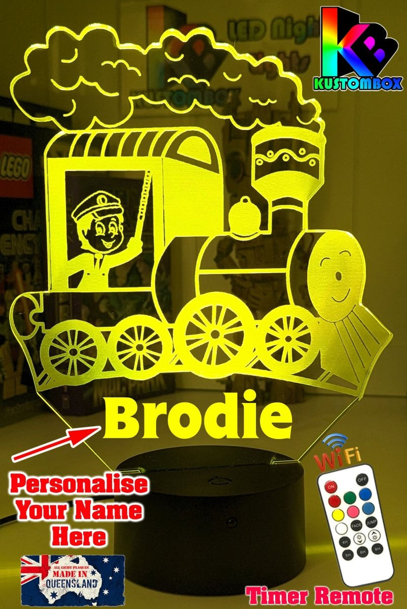 Train Personalised Name 3D LED Night Light Lamp - KustomboxNight Lights & Ambient LightingKustomboxStandard No NameWhite Crack Base