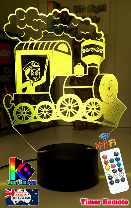Train Personalised Name 3D LED Night Light Lamp - KustomboxNight Lights & Ambient LightingKustomboxStandard No NameWhite Crack Base