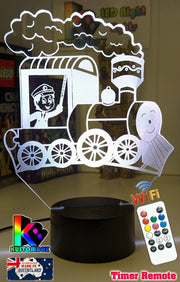 Train Personalised Name 3D LED Night Light Lamp - KustomboxNight Lights & Ambient LightingKustomboxStandard No NameWhite Crack Base