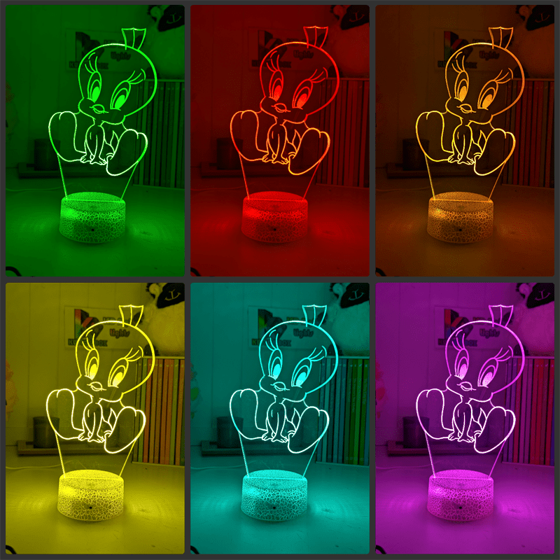 Tweety Bird 3D LED Night Light Cute Cartoon Acrylic Lamp for Kids Bedroom & Nursery - KustomboxNight Lights & Ambient LightingKustomboxStandard Size - No Name