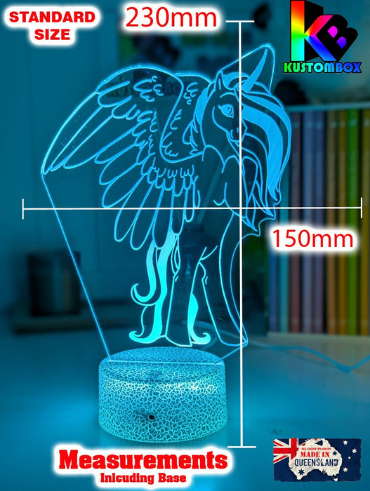 Unicorn Pegasus Fantasy 3D LED Night Light Lamp - KustomboxNight Lights & Ambient LightingKustomboxStandard Size no Name