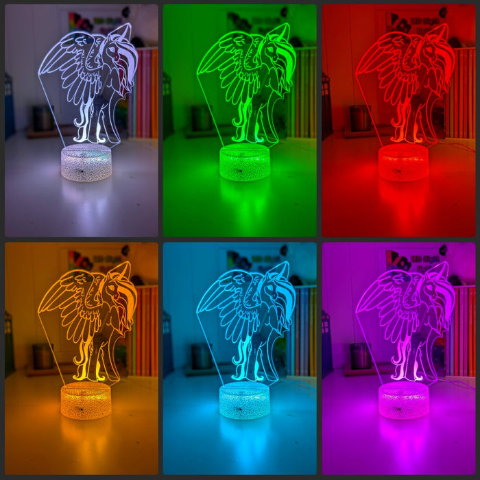 Unicorn Pegasus Fantasy 3D LED Night Light Lamp - KustomboxNight Lights & Ambient LightingKustomboxStandard Size no Name