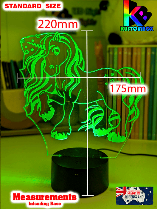 Unicorn Pony Personalised Name 3D LED Night Light Childs Room Lamp - KustomboxNight Lights & Ambient LightingKustomboxStandard Size No Name