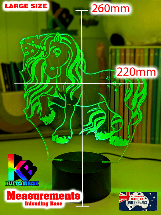 Unicorn Pony Personalised Name 3D LED Night Light Childs Room Lamp - KustomboxNight Lights & Ambient LightingKustomboxStandard Size No Name