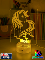 Unicorn Pony Personalised Name 3D LED Night Light Lamp - KustomboxNight Lights & Ambient LightingKustomboxStandard Size - No Name