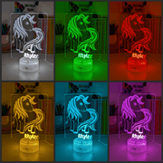 Unicorn Pony Personalised Name 3D LED Night Light Lamp - KustomboxNight Lights & Ambient LightingKustomboxStandard Size - No Name