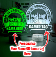 Victory Royale Personalised Size reference of personalised Fortnite LED night light acrylic lamp on desk