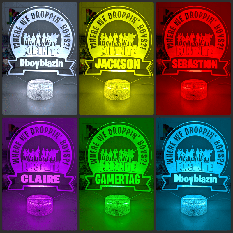 Victory Royale Personalised Name GamerTag Fortnite 3D LED Night Light Lamp - KustomboxNight Lights & Ambient LightingKustomboxStandard Size