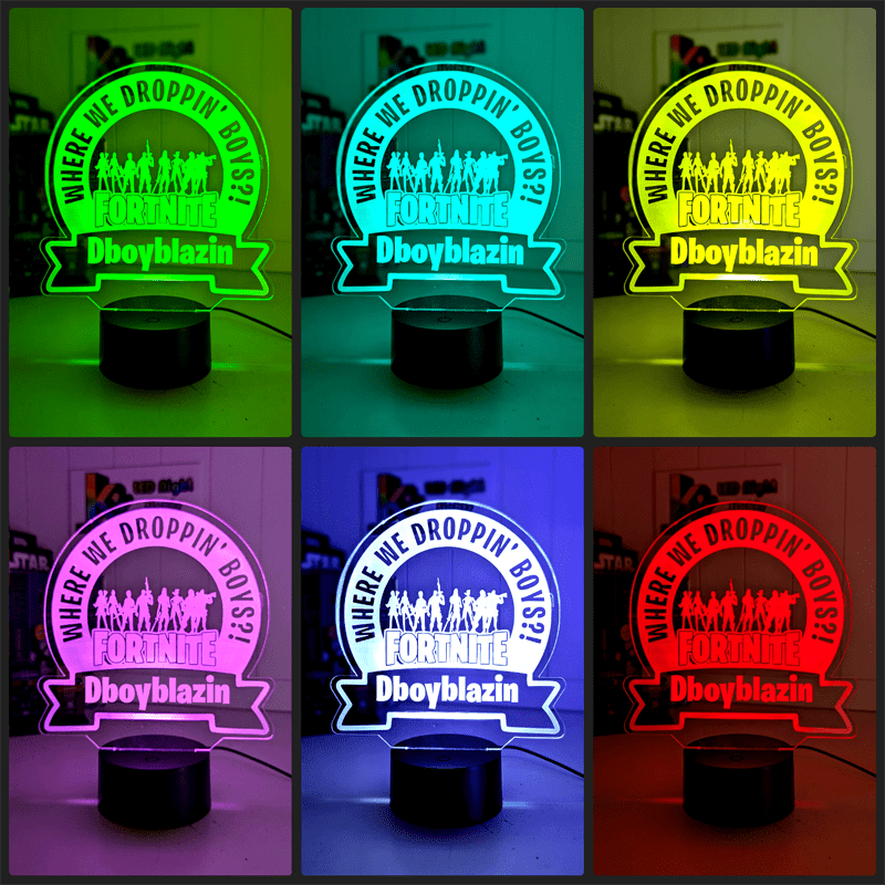Victory Royale Personalised Name GamerTag Fortnite 3D LED Night Light Lamp - KustomboxNight Lights & Ambient LightingKustomboxStandard Size